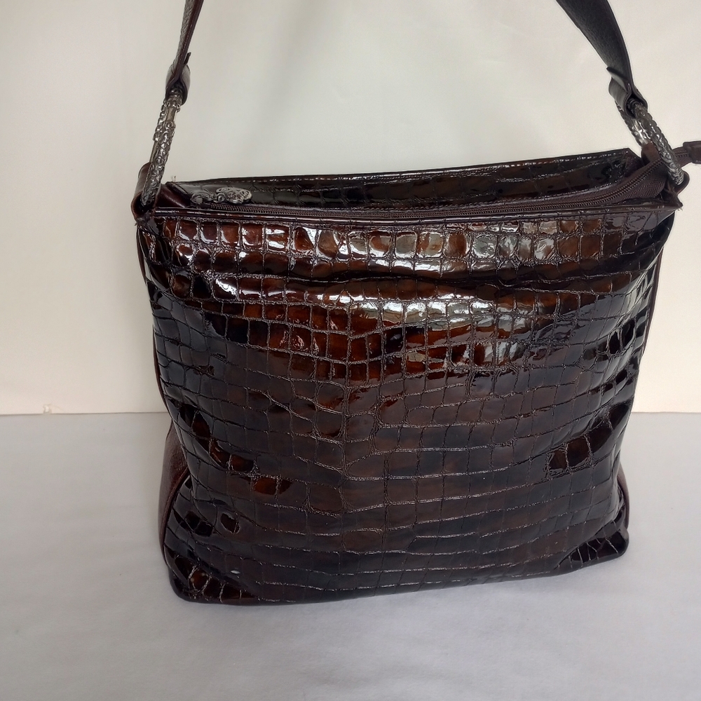 Vintage Brighton Ladies Brown Leather Snake Print Purse Bag